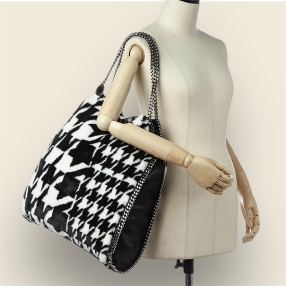 Stella McCartney Handbags - STELLA MCCARTNEY Sherpa Houndstooth Big Falabella Fold Over Tote LARGE